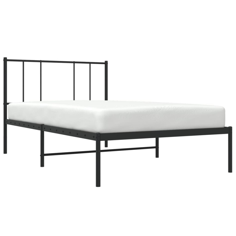 Estructura cama sin colchón con cabecero metal negro 90x200