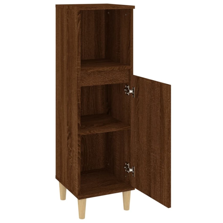 Armario de baño madera contrachapada marrón roble 30x30x100