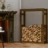 Estante para leña madera maciza de pino marrón miel