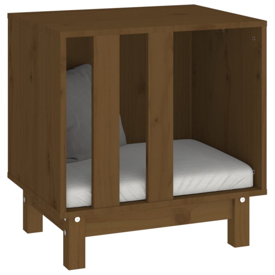 Cama para perros madera maciza pino marrón miel 50x40x52