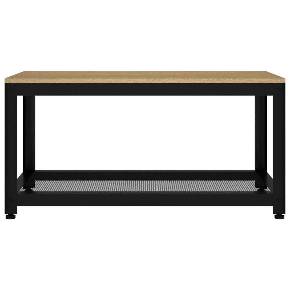 Mesita de centro MDF y hierro marrón claro y negro 90x45x45