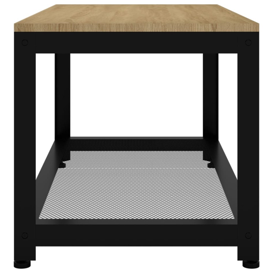 Mesita de centro MDF y hierro marrón claro y negro 90x45x45