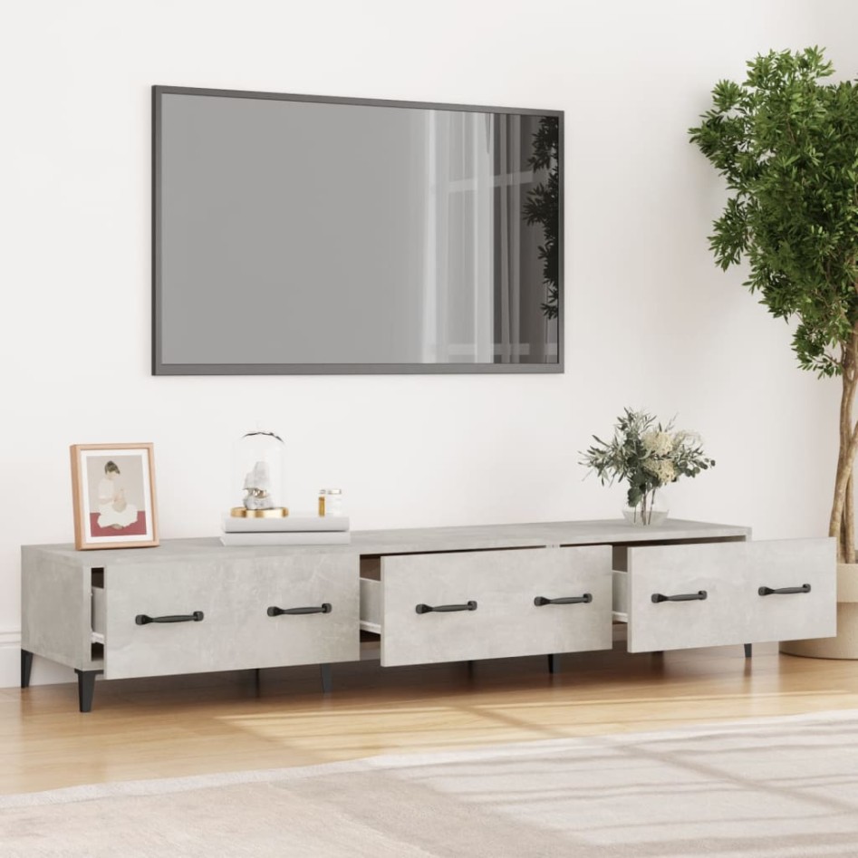 Mueble de TV madera contrachapada gris hormigón 150x34,5x30
