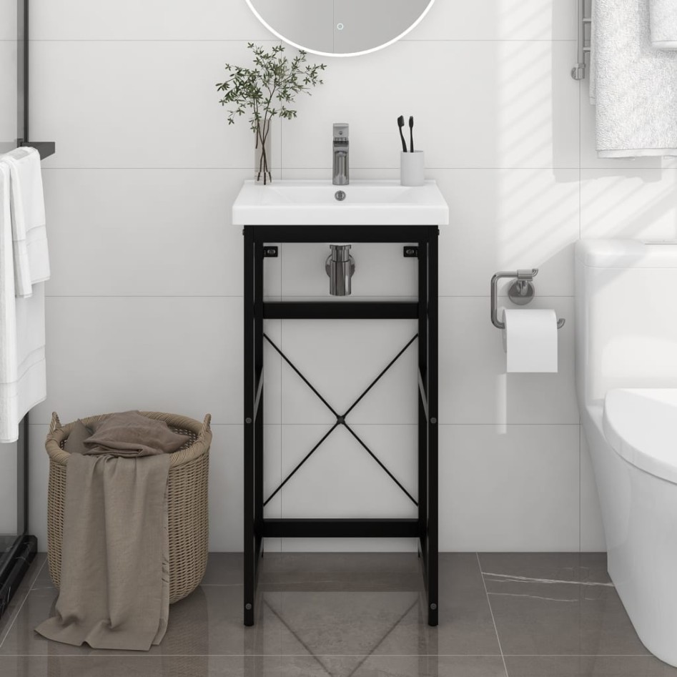 Estructura de lavabo de hierro negro 40x38x83