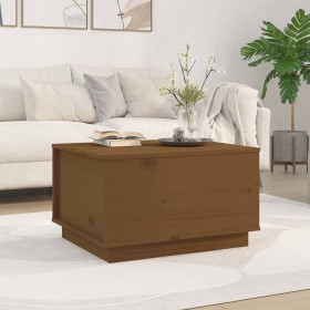 Mesa de centro madera maciza de pino marrón miel 60x50x35