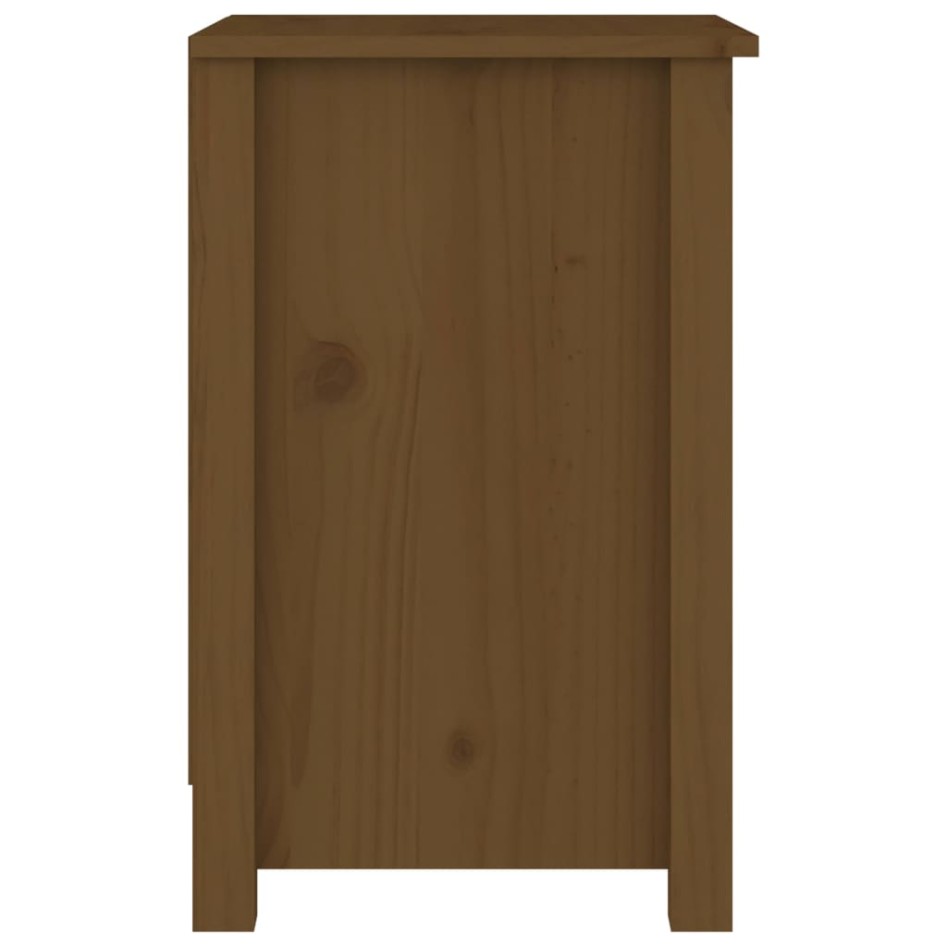 Mesita de noche madera maciza de pino marrón miel 40x35x55