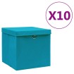 Cajas de almacenaje con tapas 10 uds azul bebé 28x28x28 cm