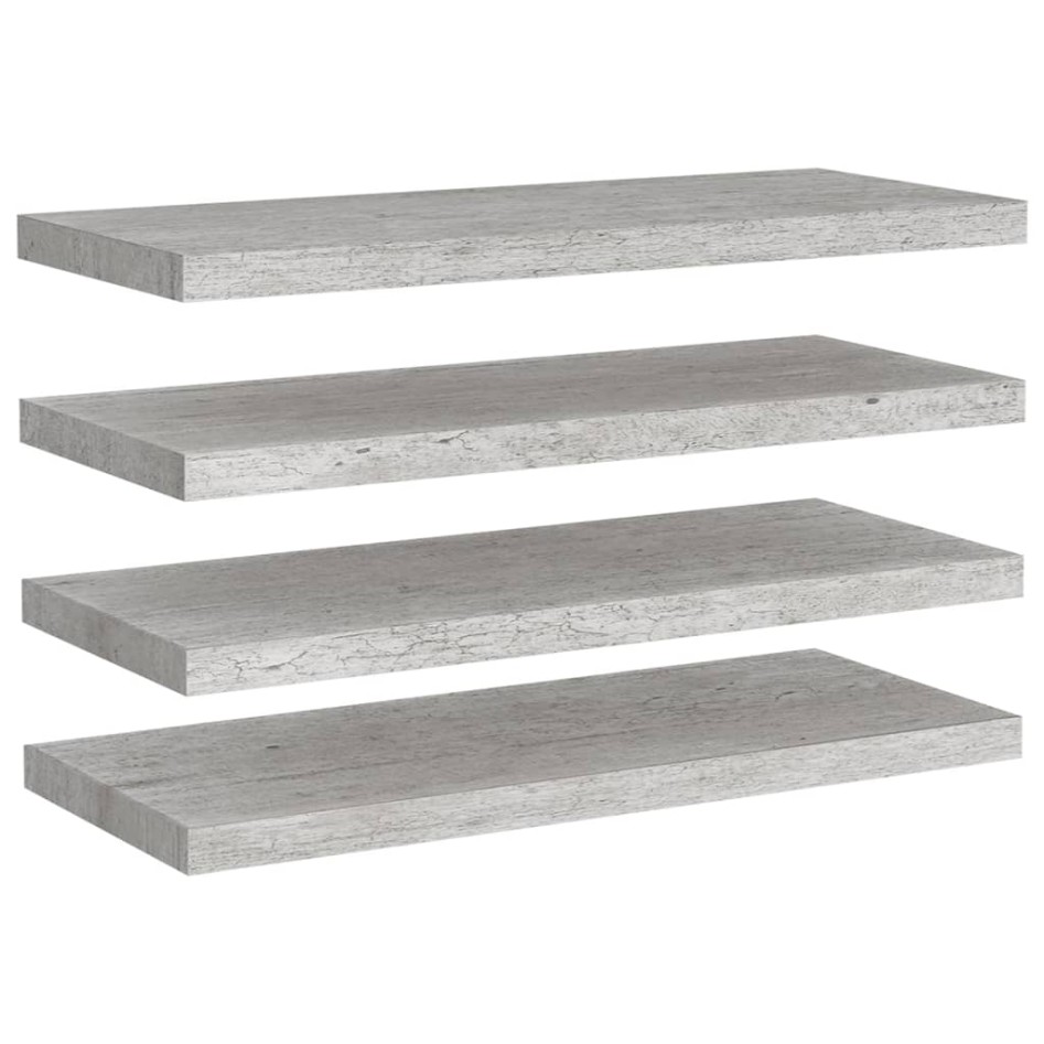 Estantes flotantes pared 4 uds MDF gris hormigón 80x23,5x3,8
