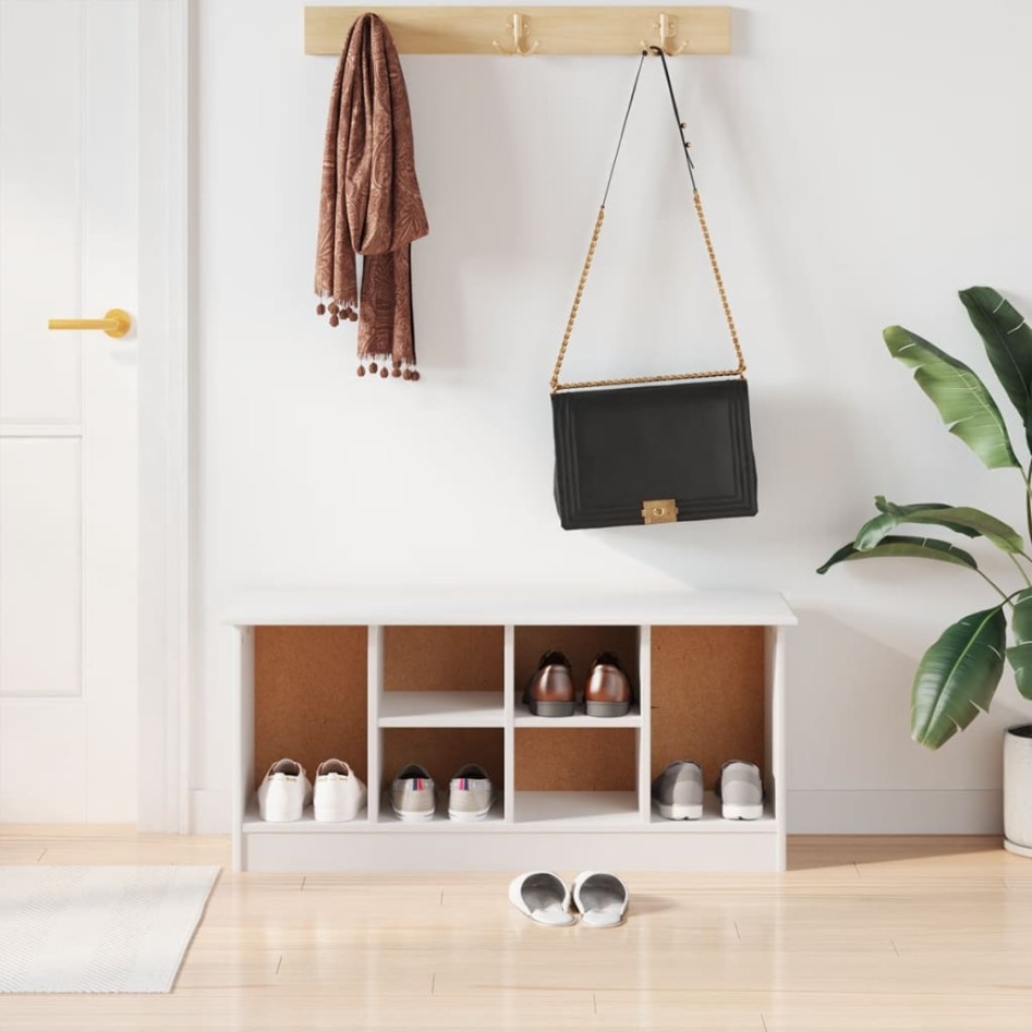 Banco zapatero ALTA madera maciza de pino blanco 100x35x45