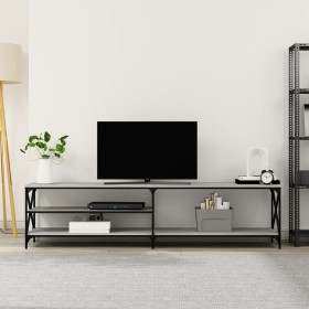 Mueble TV metal y madera contrachapada gris Sonoma 200x40x50