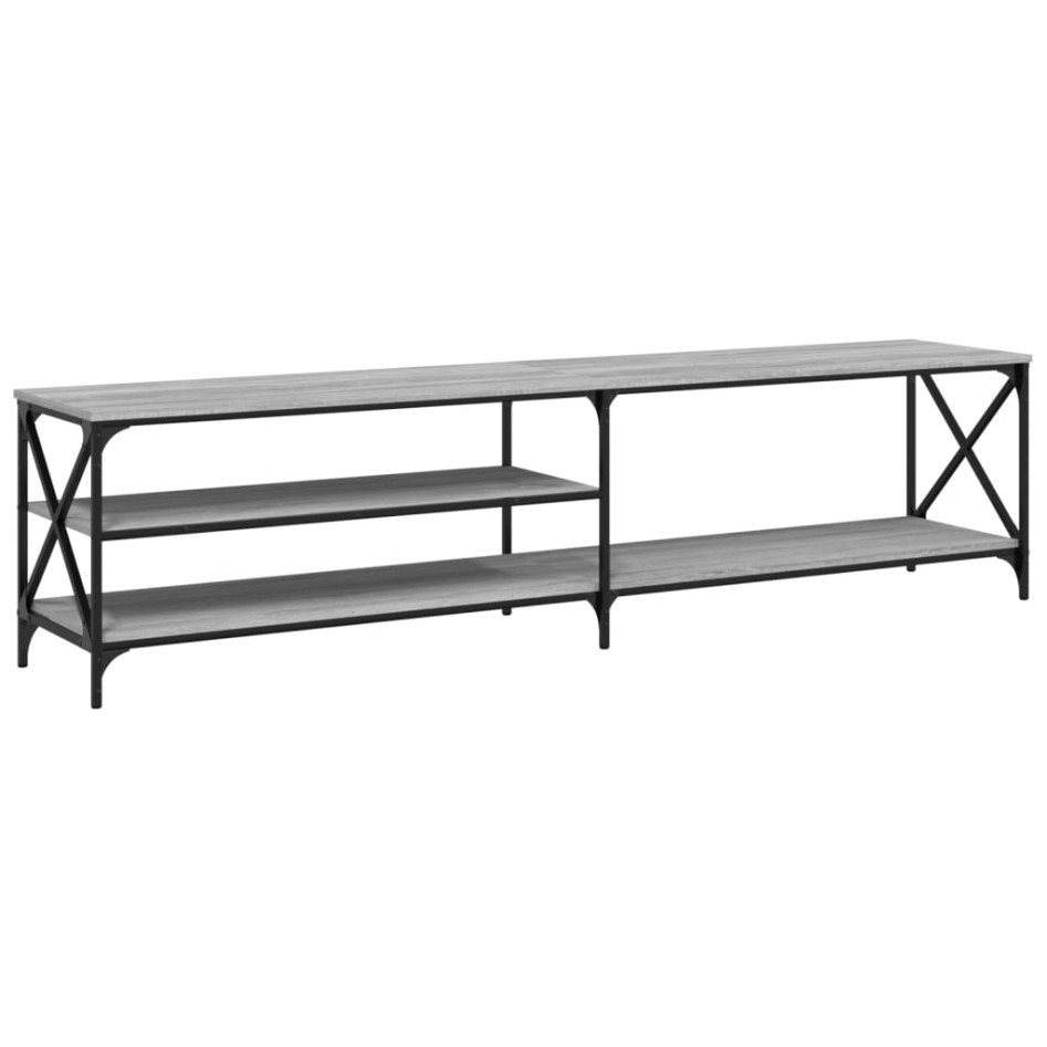Mueble TV metal y madera contrachapada gris Sonoma 200x40x50
