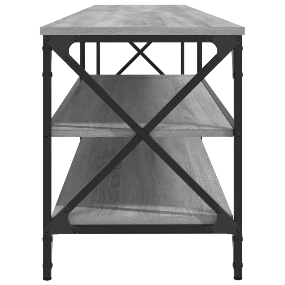 Mueble TV metal y madera contrachapada gris Sonoma 200x40x50