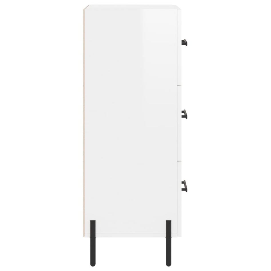 Aparador de madera contrachapada blanco brillante 34,5x34x90