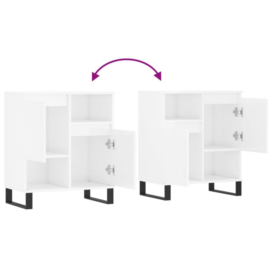 Aparador de madera contrachapada blanco brillante 60x35x70