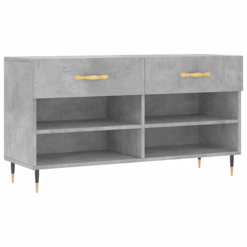 Banco zapatero madera de ingeniería gris hormigón 102x35x55