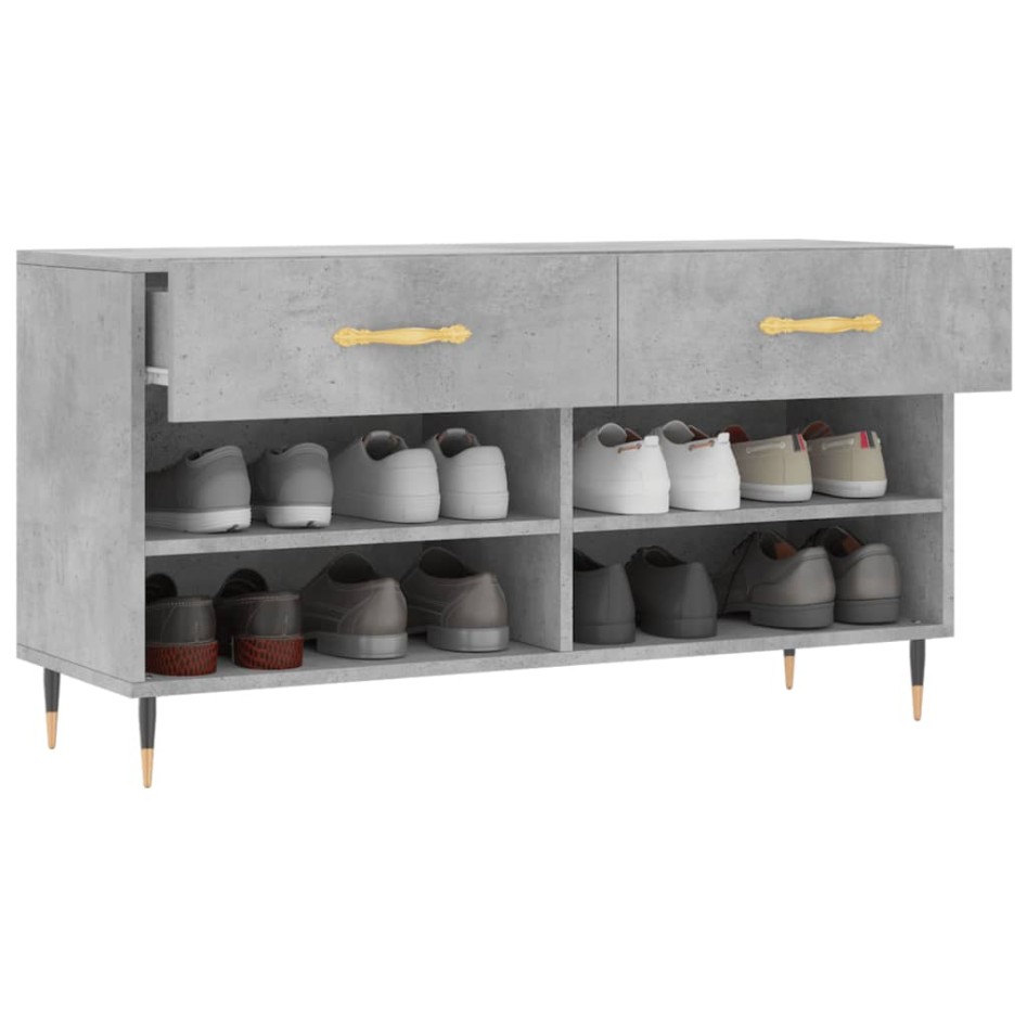 Banco zapatero madera de ingeniería gris hormigón 102x35x55