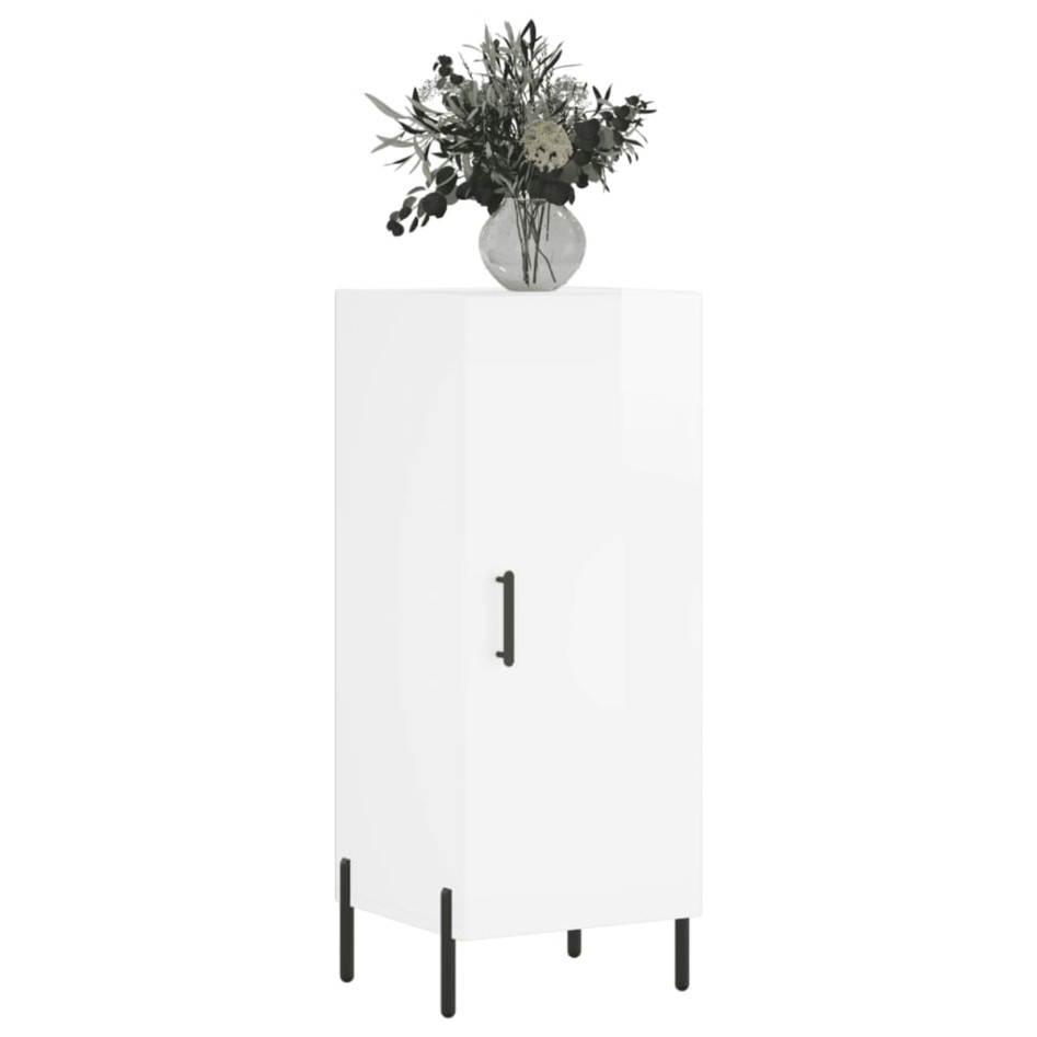 Aparador de madera contrachapada blanco brillante 34,5x34x90