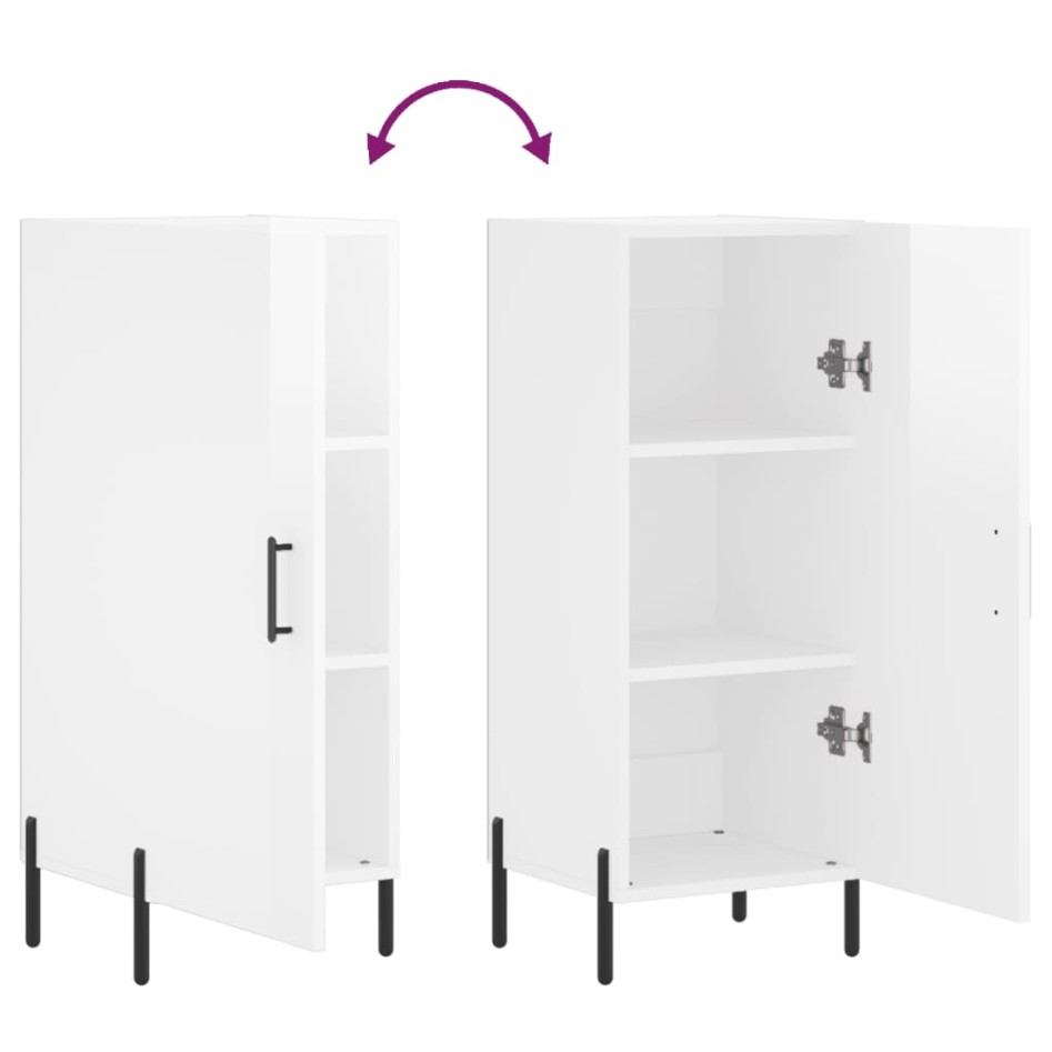 Aparador de madera contrachapada blanco brillante 34,5x34x90