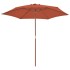 Sombrilla de jardín con palo de madera terracota 270