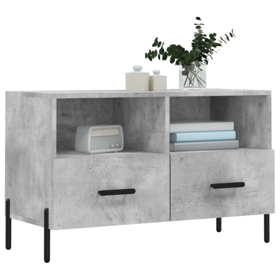 Mueble para TV madera contrachapada gris hormigón 80x36x50
