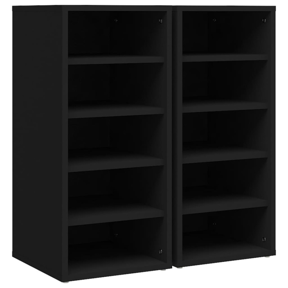 Muebles zapateros 2 uds madera contrachapada negro