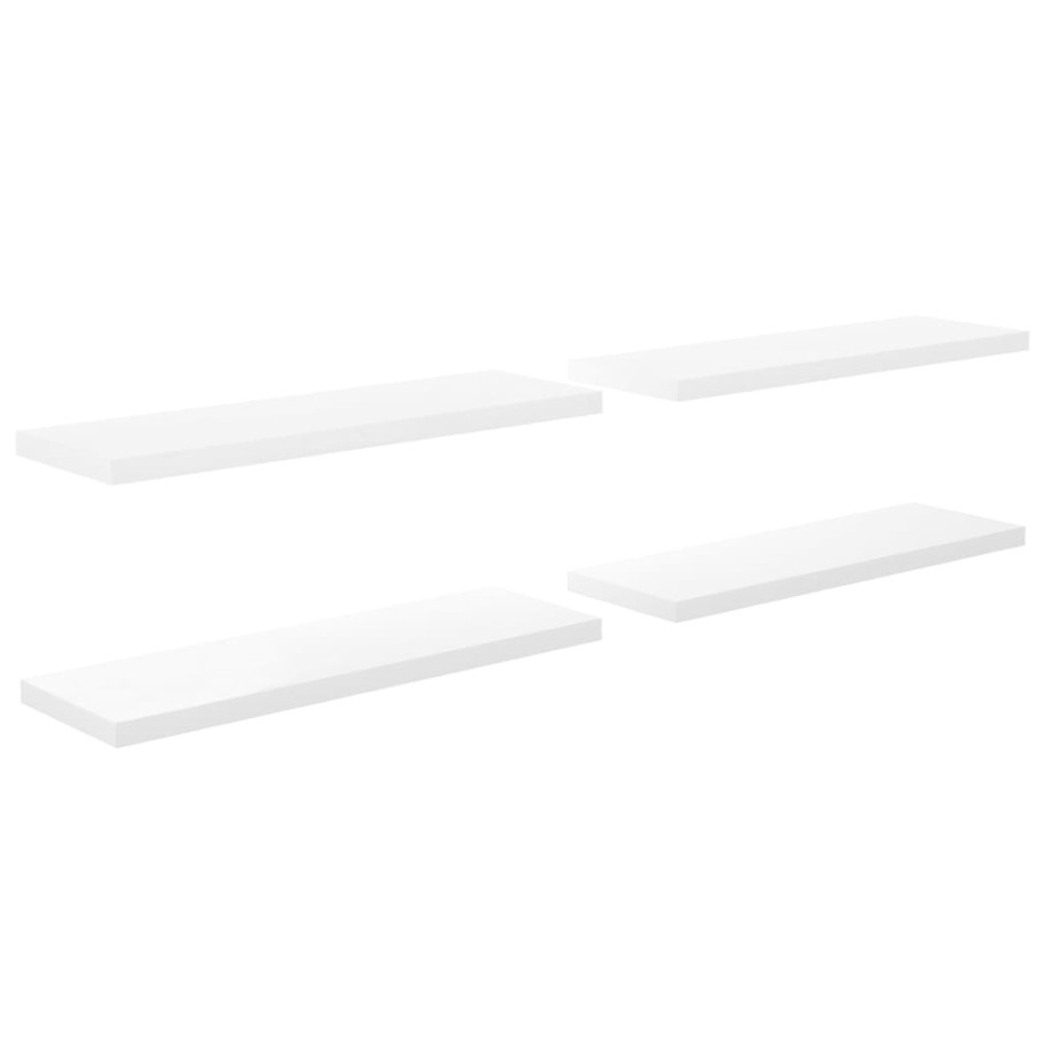 Estante flotante pared 4 uds MDF blanco brillo 120x23,5x3,8