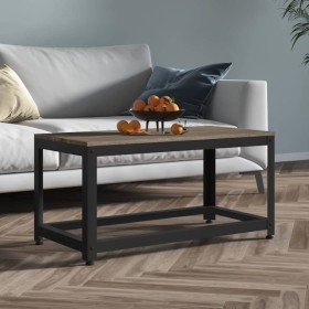 Mesita auxiliar MDF y hierro gris y negro 90x45x45