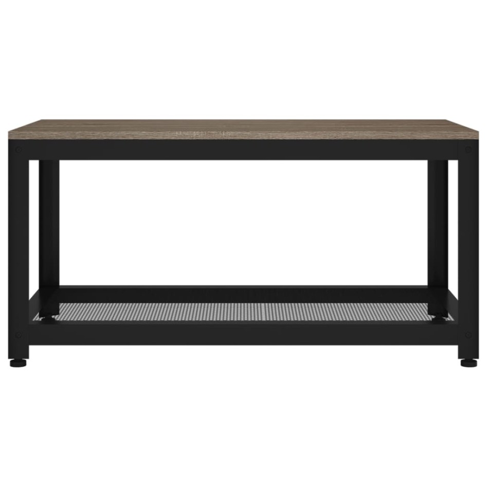 Mesita auxiliar MDF y hierro gris y negro 90x45x45