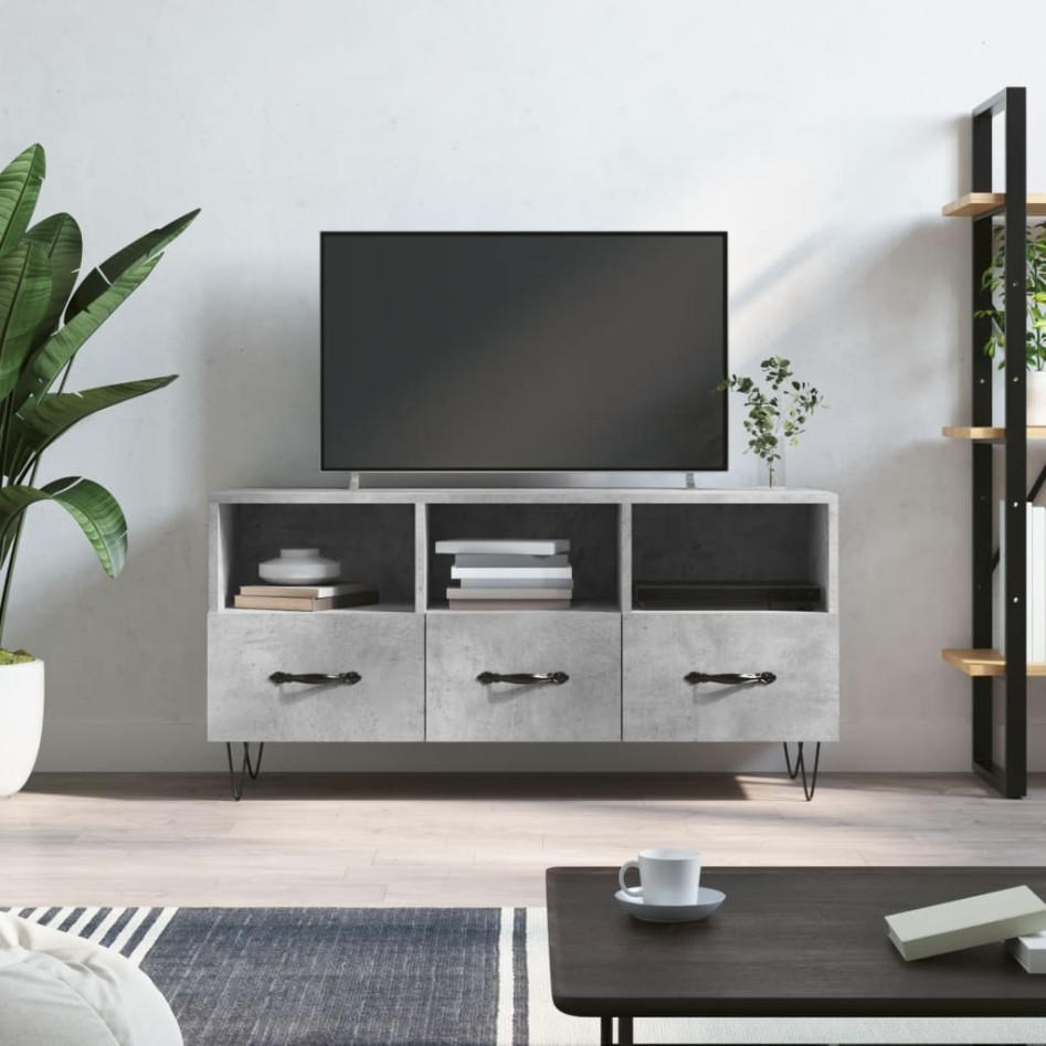 Mueble de TV madera de ingeniería gris hormigón 102x36x50