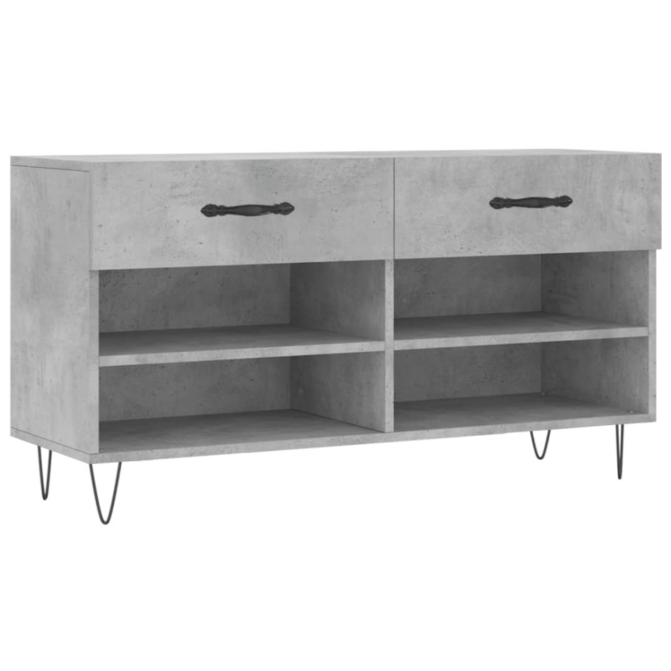 Banco zapatero madera de ingeniería gris hormigón 102x35x55