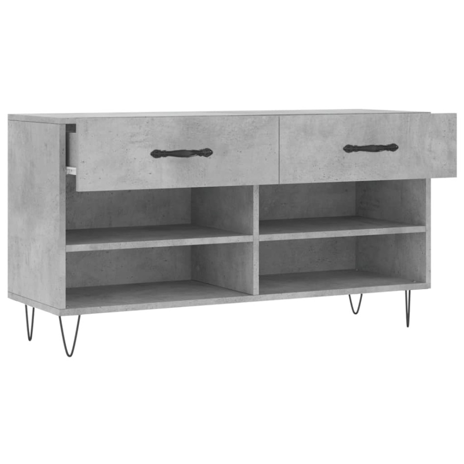 Banco zapatero madera de ingeniería gris hormigón 102x35x55
