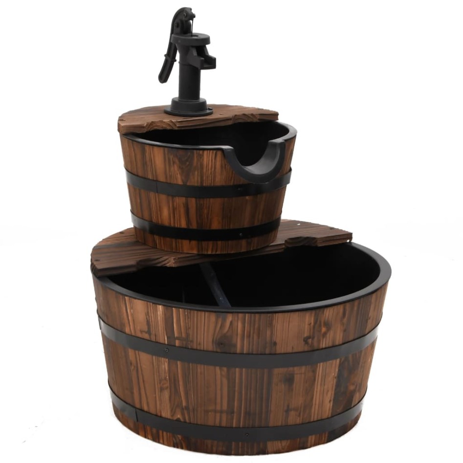 Fuente de agua con bomba madera maciza de abeto 44,5x44,5x58