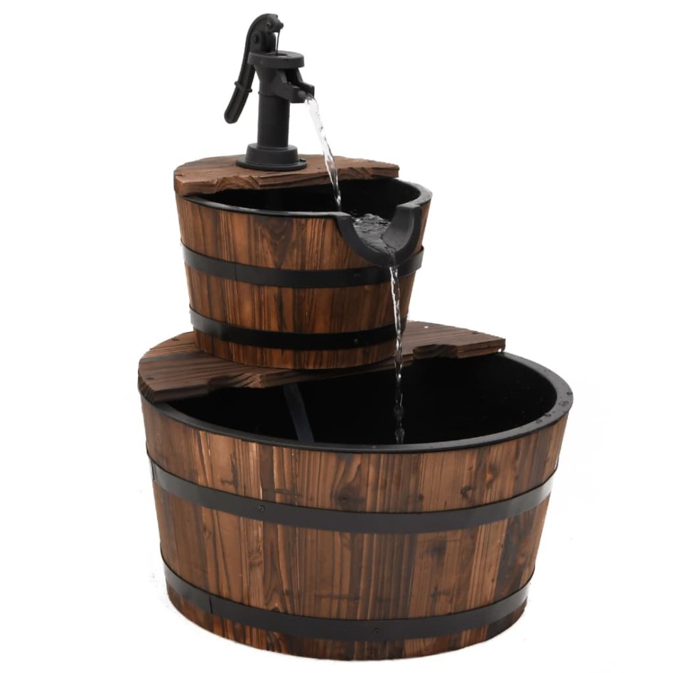 Fuente de agua con bomba madera maciza de abeto 44,5x44,5x58
