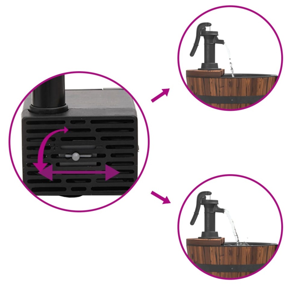 Fuente de agua con bomba madera maciza de abeto 44,5x44,5x58