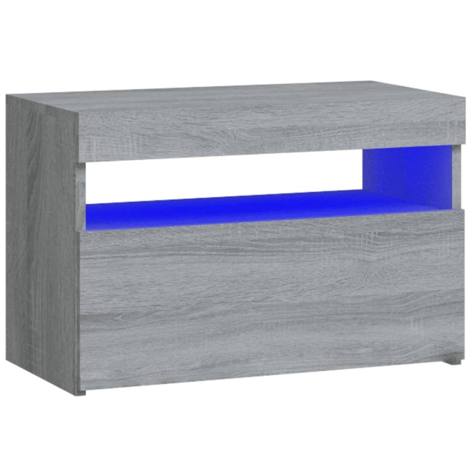 Mesitas de noche con luces LED 2 uds gris Sonoma 60x35x40