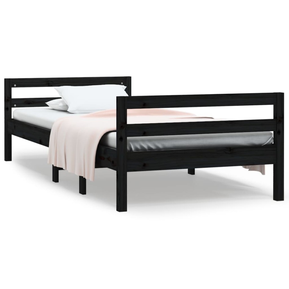 Estructura de cama madera maciza de pino negro 75x190