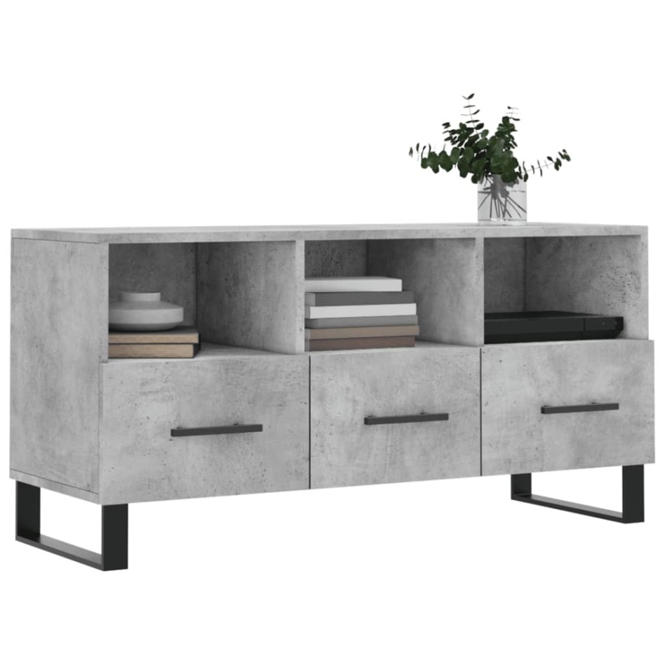 Mueble de TV madera de ingeniería gris hormigón 102x36x50