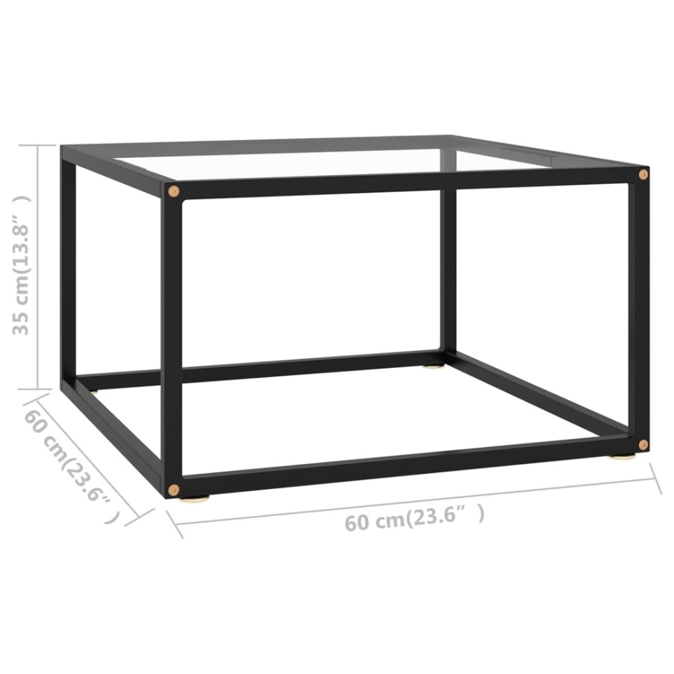 Mesa de centro con vidrio templado negro 60x60x35
