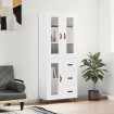 Aparador alto madera contrachapada blanco brillo 69,5x34x180 cm