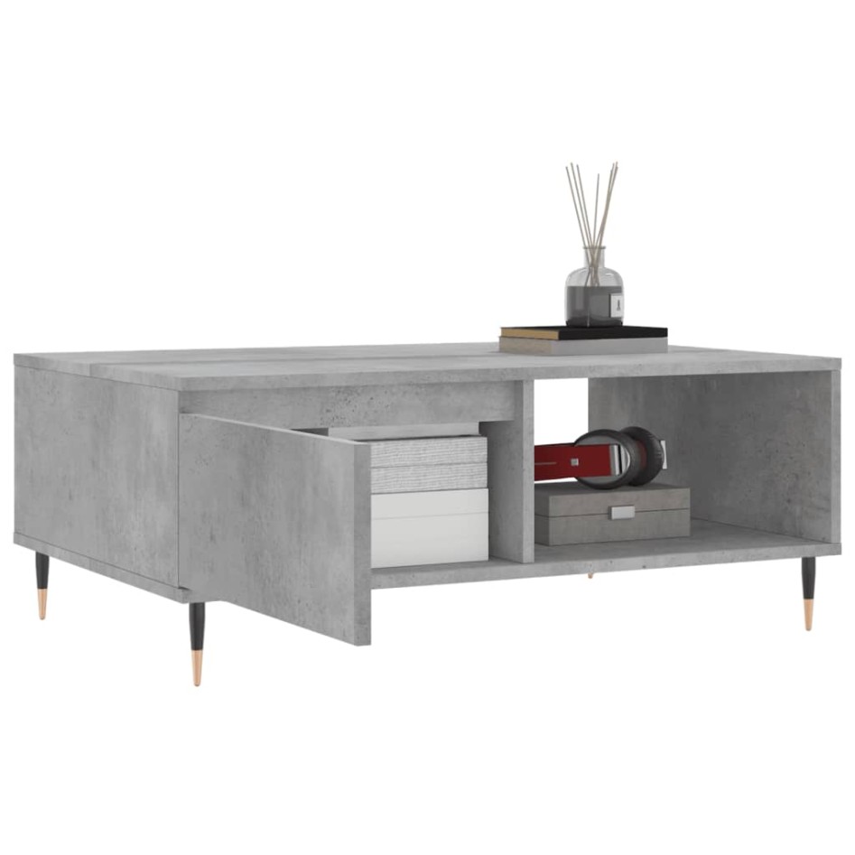 Mesa de centro madera de ingeniería gris hormigón 90x60x35