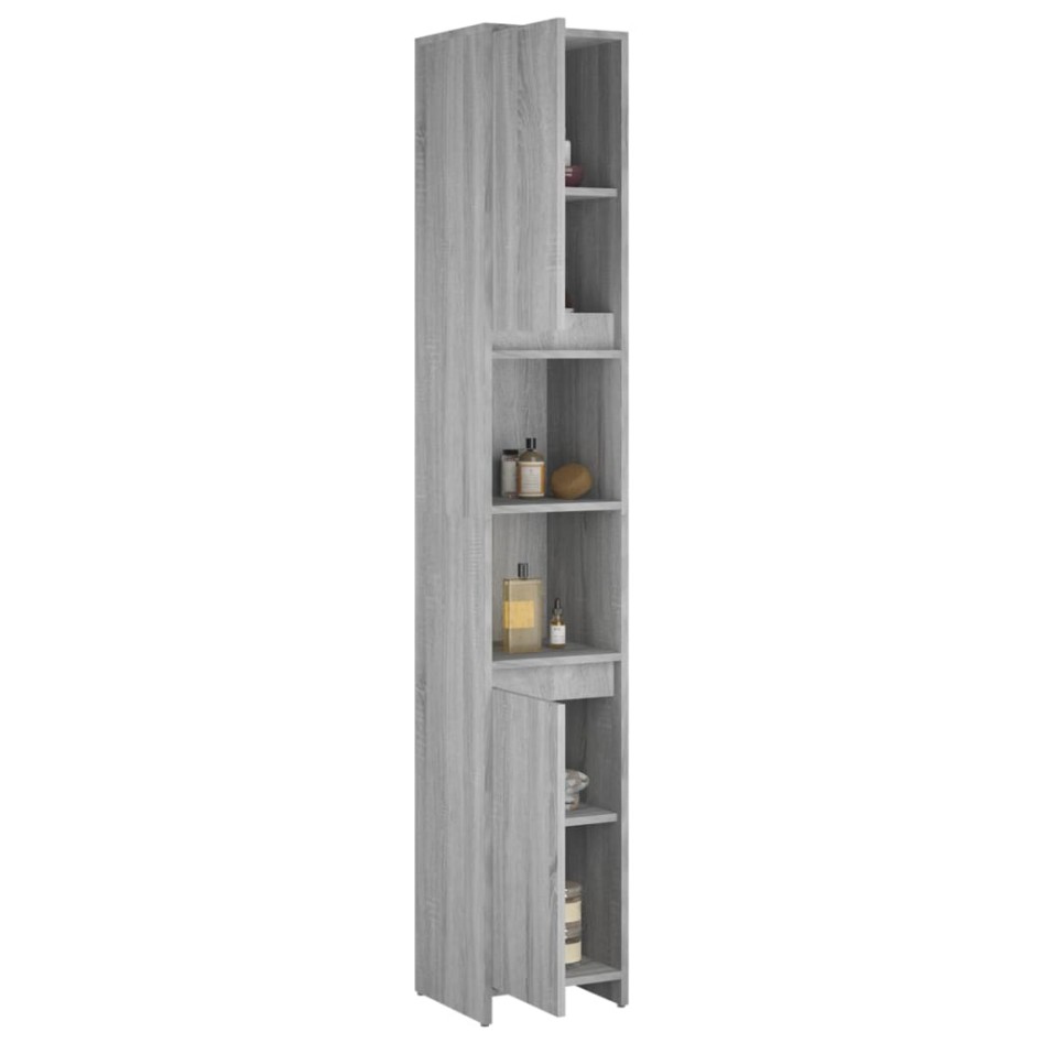 Armario de baño madera contrachapada gris Sonoma 30x30x183,5