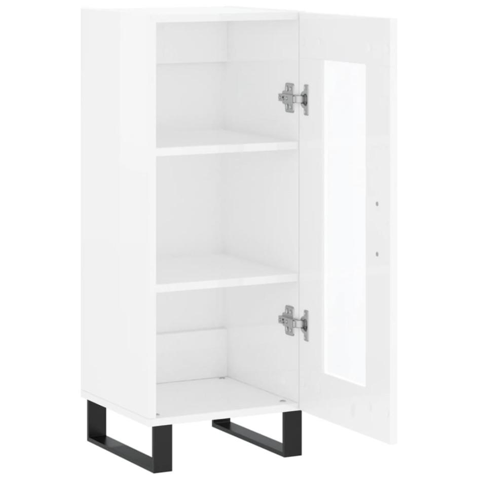 Aparador de madera contrachapada blanco brillante 34,5x34x90