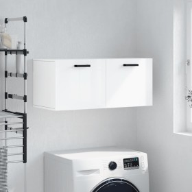 Armario de pared madera ingeniería blanco brillo 80x36,5x35