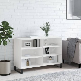 Aparador de madera contrachapada blanco brillo 103,5x35x70