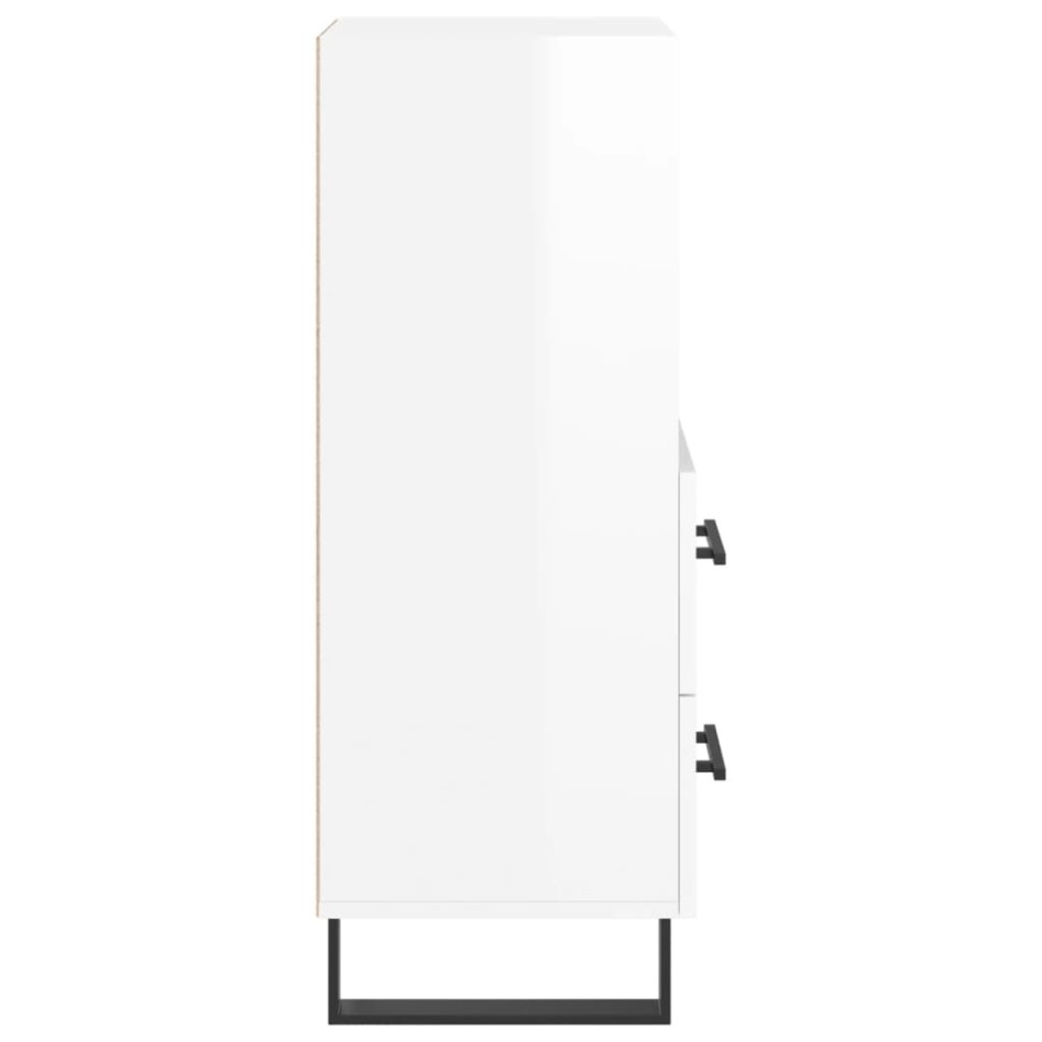 Aparador de madera contrachapada blanco brillante 34,5x34x90