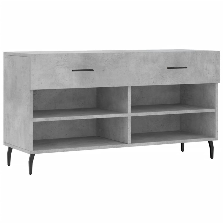 Banco zapatero madera de ingeniería gris hormigón 102x35x55