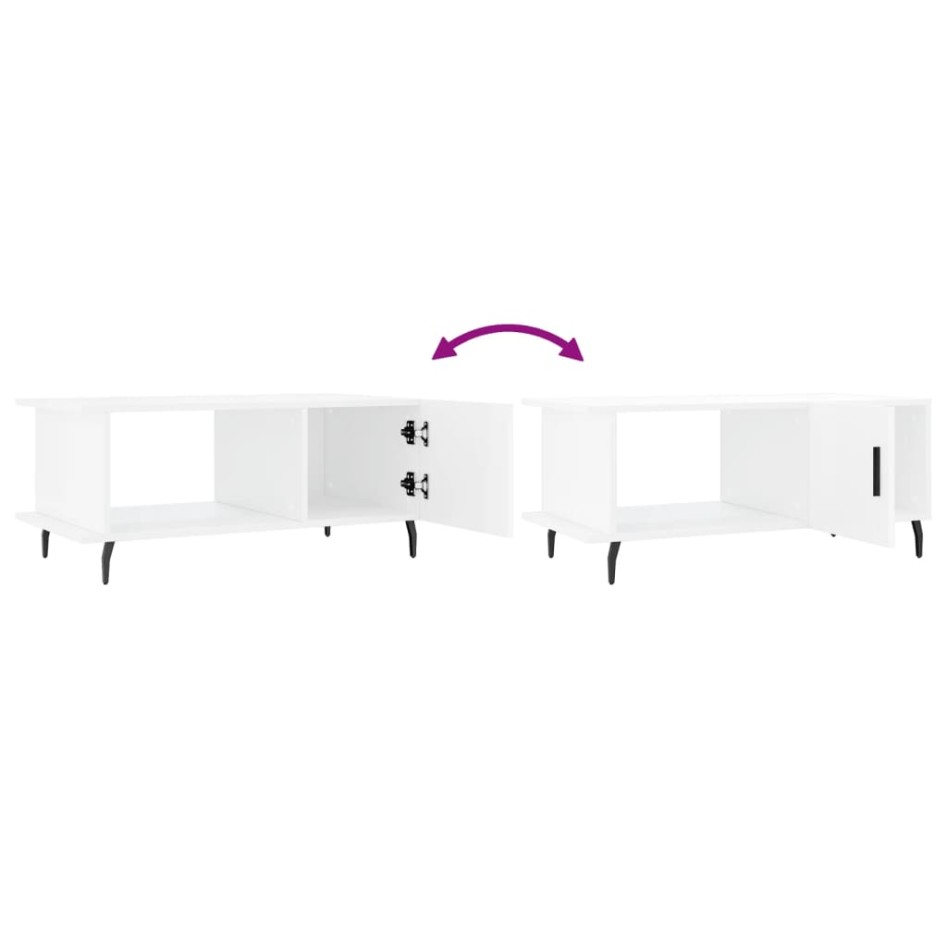 Mesa de centro madera contrachapada blanco brillo 90x50x40