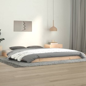Estructura de cama sin colchón madera maciza de pino 140x190