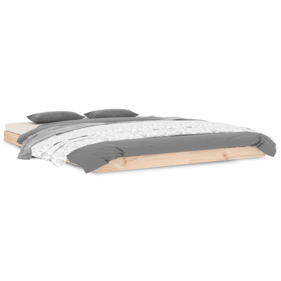 Estructura de cama sin colchón madera maciza de pino 140x190