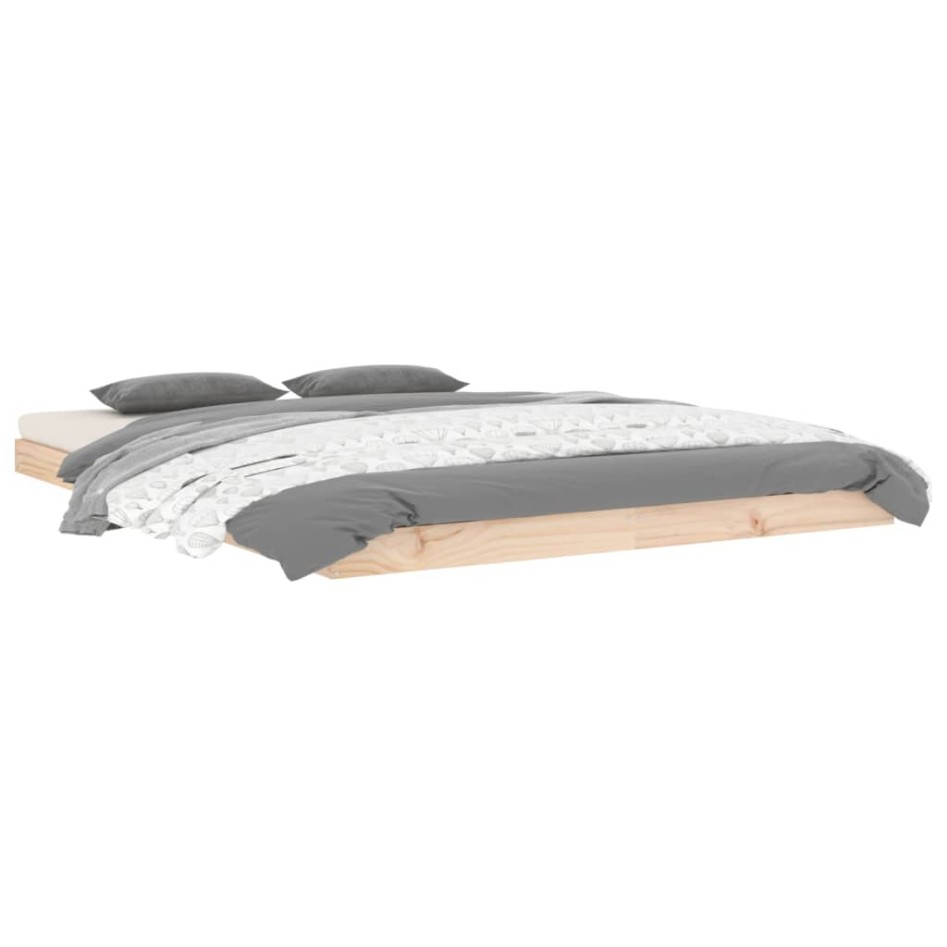 Estructura de cama sin colchón madera maciza de pino 140x190